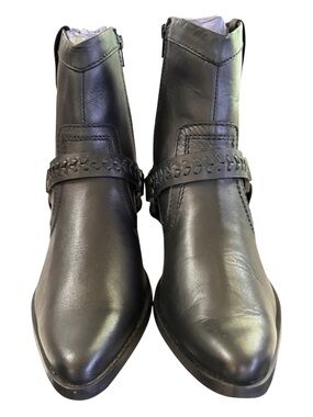 Naughty Monkey Black Leather Harness Ankle Boots Women’s Size 9.5 NWOB